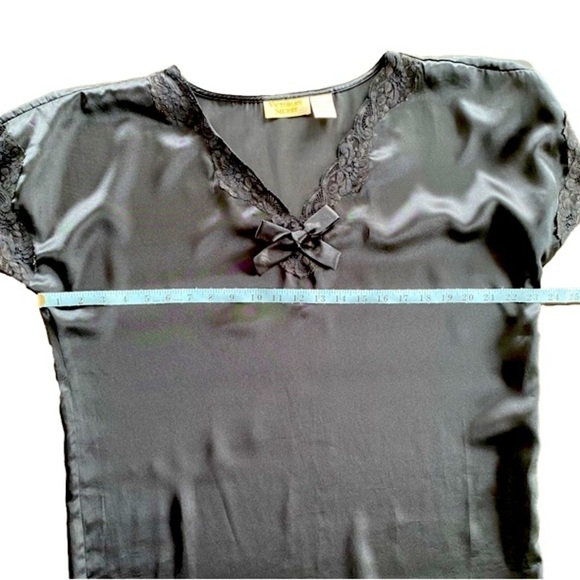 VICTORIA'S SECRET Vintage Gold Label Night Shirt Black Cap SleevesWomen Size M/L - Picture 5 of 8